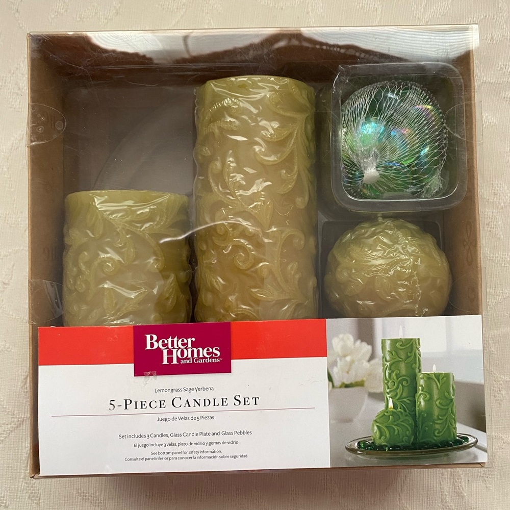 Better Homes & Gardens 5 Piece Candle Set Lemongrass Sage Verbena  New
